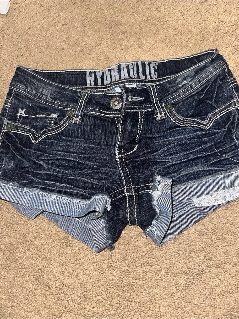 Hydraulic Women's Dark Indigo Frayed Denim Shortalls